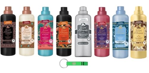Paquete de prueba Tesori d'Oriente suavizante concentrado, suavizante de tela, todas las fragancias, 8 fragancias diferentes, 8 x 760 ml + llavero Beni Culinari gratis