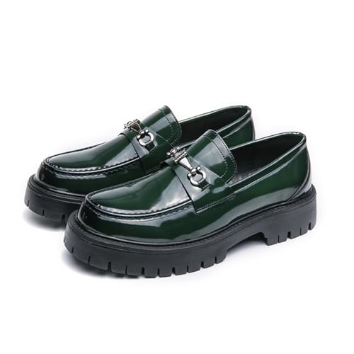 Men's Green Patent Loafers, Unique Formal Footwear - Suitable for Special Occasions, Work Commutes & Everyday Use3
