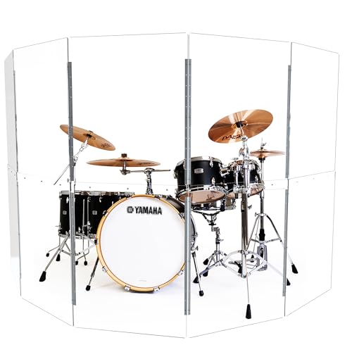 Drum Shield 5 Panels 2ft x 5ft, acrylic shield with Full Length Stainless Steel Hinges, drum cage, Sound Screen for Drum Set, Ideal for Studio Use and the Church Shows (5 Panels)