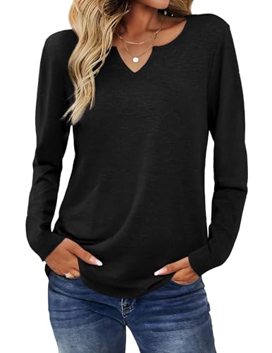 Image of Zeagoo Long Sleeve Shirts for Women Fall Tops Casual Dressy V Neck Blouses Boho Tunic Western Clothes Vacation Outfits