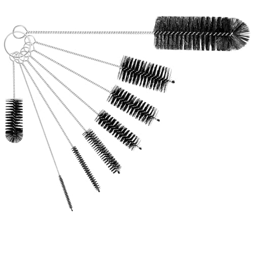 Flaschenbürste, 8 Stück Nylon Reinigungsbürsten Set Zum Milchschlauchbürste für Kaffeevollautomat, Strohhalme Bürste,Pfeifenreiniger Bürste, Flaschenbürste (Schwarz)