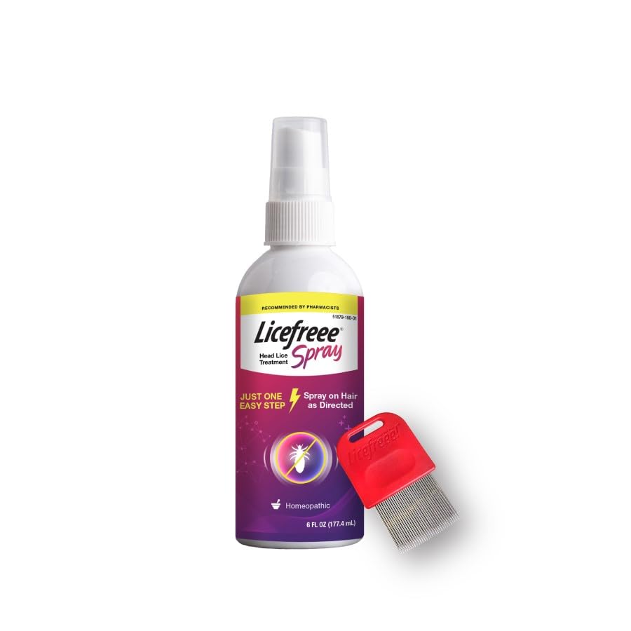 Image of Licefreee Spray! Head Lice Treatment for Adults and Kids - Includes Professional Metal Nit and Lice Comb, 6 Fluid Ounce