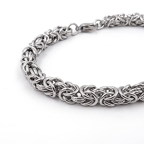 Steelmeup Stainless Steel Round Byzantine Chain Bracelet Unisex Men Women 6mm 7 8 9 Inches4
