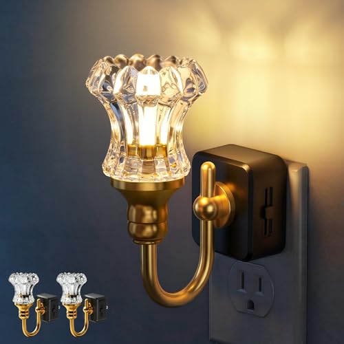 Image of DORESshop Night Light,Striped Flower Night Lights Plug into Wall 2 Pack