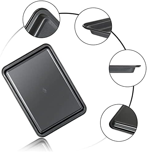 AHUNTTER Set of 4 Oven Trays Non Stick Set, Large Shallow Baking Sheet with PFOA Free, Carbon Steel Cooking Roasting Pans for Ovens- Dishwasher Safe (37 x 26 x 2CM)