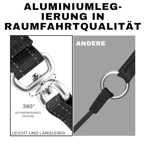 Arblina Retrieverleine mit Zugstopp, Retrieverleine für Kleine/Mittlere/Große Hunde mit Doppelten Griffen, Training Hundeleine mit Hi-vis Licht-Reflektierendem Design, Slip Lead for Dog, Schwarz, 1.3m