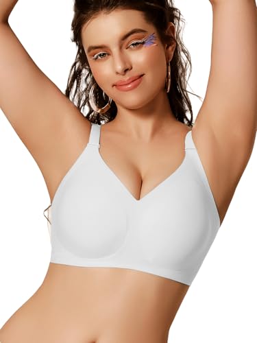 COCOMARTS Jelly Bras for Women No Underwire Push Up Seamless Supportive Plunge Bra Full Coverage Comfortable Bralettes White X-Large — view 3