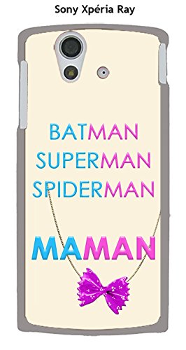 Coque Sony Xperia Ray design Maman vs Batman collier de nouille