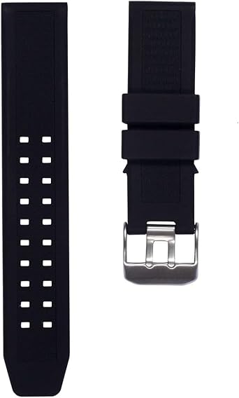 23mm Rubber Silicone Watch Band Strap Replacement with Black/Silver Double Prong Clasp for Luminox 3050 8800 and 3950 Series - Luminox Navy Seal Watch Band