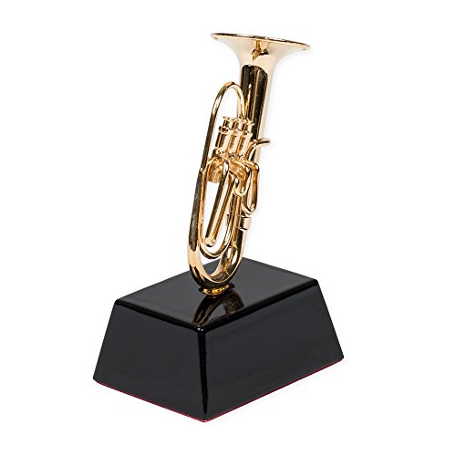 image for Broadway Gift Tuba Miniature Replica Gold Brass Tone 3 x 4 Resin Stone