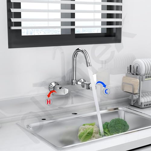 Image of Plantex Mixer Tap for Kitchen with Wall Flange and Teflon Tape /Kitchen Sink Taps /Sink Mixer Tap Hot and Cold with 360 Swivel Spout (Celesiya-1248)