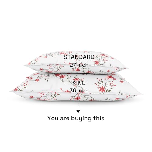 Image of Wakefit 100% Cotton Pillow Cover Set of 2 | 200 TC Soft & Breathable Pillow Cases | King Size 19 x 36 Inch | Skin Friendly, Durable & Gentle Machine Washable | Sakura White