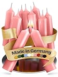 Kerzenfeld Velas de varilla, 10 unidades de 100 x 22 mm, 2 veces sumergidas, larga duración de combustión de 4 horas, calidad de fabricación alemana, certificado RAL y sin goteo (rosa)