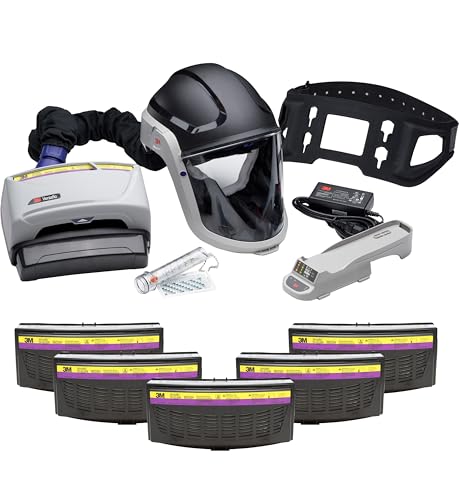 Bundle of 3M Versaflo Powered Air Purifying Respirator Kit PAPR, TR-600-HIK, Heavy Industry, All-in-One Respiratory Protection, Easy to Use, + Versaflo Organic Vapor/Acid Gas/HEPA Cartridge, Pack of 5