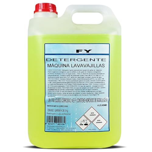 Jabón Líquido de Máquinas de Lavavajillas 5 litros | Elevado Poder Desengrasante, Máquina Industrial