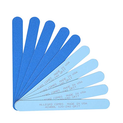 Allegro Combs 7 In. Nail Files Double Sided Wooden Emery Boards For Natural And Acrylic Grits 100,180, 120/240 Usa. 10 Pcs. (120/240 Grit Blue) #TOP29