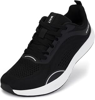 WHITIN Mens Zero Drop Width Wide Toe Box Road Running Shoes Size 10 Sport Walking Logging Walking Lightweight Training Athletics Male Black White 44