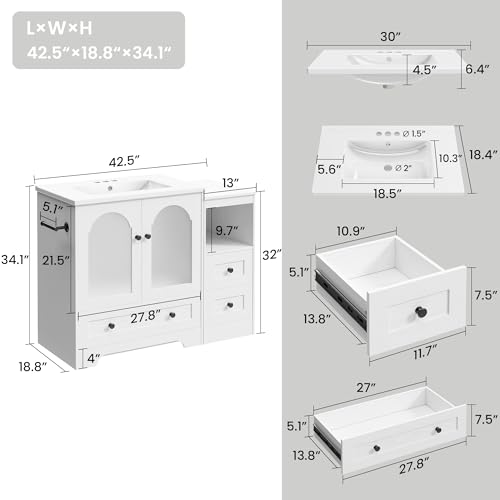 image for IRONCK 42 Inch Bathroom Vanity with Sink Set, Bathroom Cabinet Vanity 