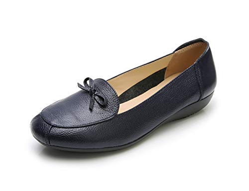 Venuscelia Women's Bowknot Dance Flat Shoe (8 W Us,Navy) #TOP17