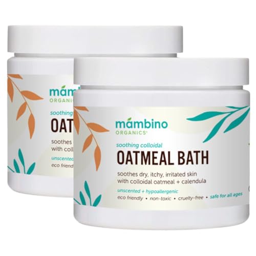 Image of Organic Colloidal Oatmeal Bath Soak – 2-Pack Oatmeal Powder for Dry, Irritated, Itchy Skin Relief – Cruelty-Free, Vegan Handmade Bath Products for Adults Bath, Kids Bath, Baby Bath by Mambino Organics