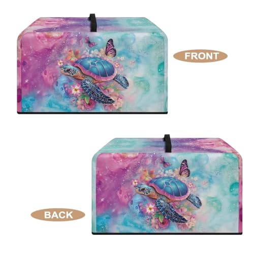 Image of Convection Oven Dust Cover, Easy to Clean, Electric Appliance Protector Smart Microwave Oven Cover for Countertop, L, Sea Turtle Butterfly Flower Marble Violet Green