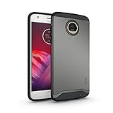 TUDIA Moto Z2 Play Case, Slim-Fit HEAVY DUTY [MERGE] EXTREME Protection/Rugged but Slim Dual Layer Case for Motorola Moto Z2 Play (Metallic Slate)