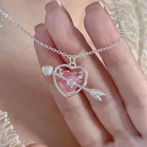 Bijoux de fête pour filles avec pendentif cœur zircon rose