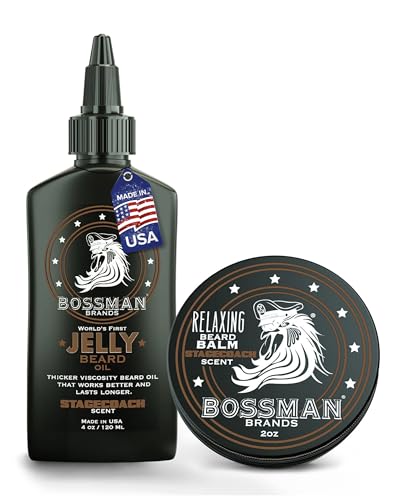 Bossman Jelly Beard Oil &amp; Beard Balm Combo for Men - Stagecoach Scent