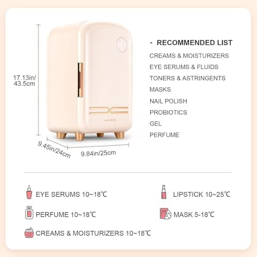 Portable Mini Skincare Fridge, Lightweight Makeup & Beauty Refrigerator, Compact Cooling Solution for Bedroom, Office & Travel - Ideal for Skincare Lovers (Beige)