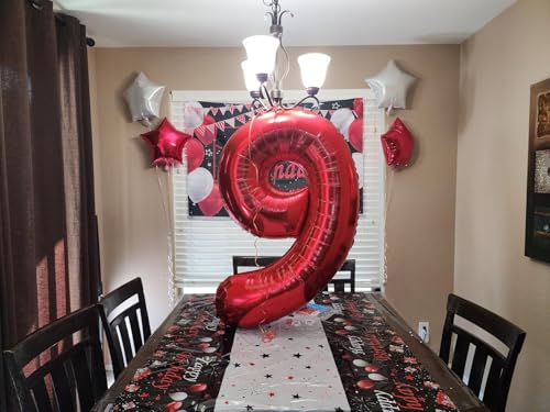 Image of 4 Balloon Numbers Birthday Decorations, 40In Red Balloons for Men Women | Eye-catching Appearance, Perfect Decorative Centerpieces, Convenient Self-sealing Structure, Widely for Various Occasions