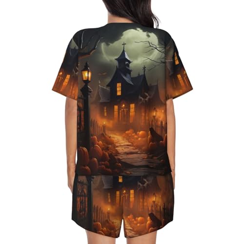 Pijama de Halloween para mujer: conjunto de manga corta ligero 5