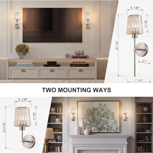 Image of KARTOOSH Hardwired Crystal Wall Sconces Set of 2