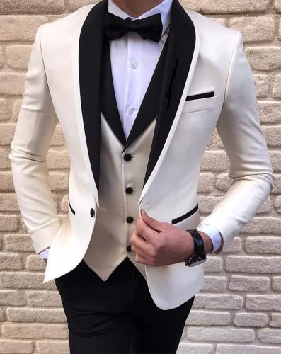 Men's 3 Pieces Suit Slim Fit Shawl Lapel Blazer Prom Tuxedos Wedding Groom Suit Black Pants Suit for Men3