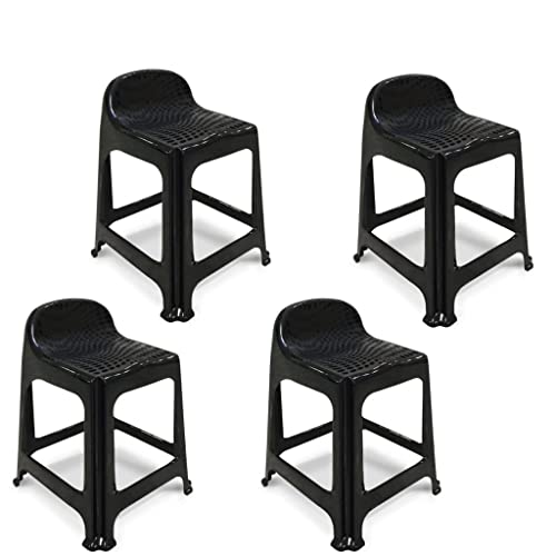 Kit 4 Banquetas Banquinho Plástico 59x44x40CM Com Encosto 25638PM Arqplast