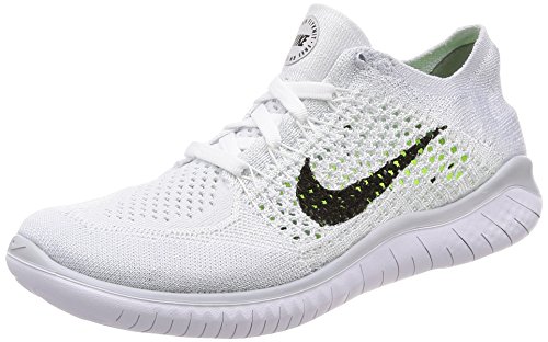 Nike Damen WMNS Free Rn Flyknit 2018 Laufschuhe, Mehrfarbig (White/Black/Pure Platinum 100), 35.5 EU