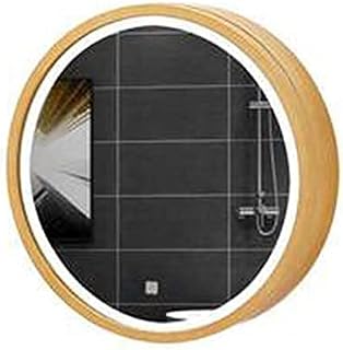 DFGHNBVC Armario De Baño con Espejo Led Redondo Iluminado Y Marco En Forma De W, Botiquín De Pared con Espejo Táctil Inteligente, Amarillo, 70 Cm