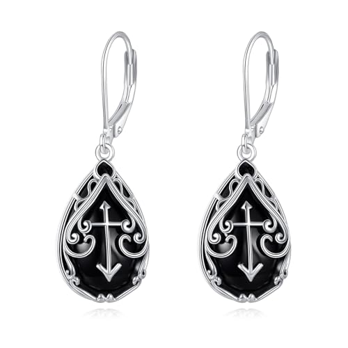 Boucles d'oreilles en argent 925 et onyx noir pour femme