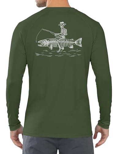 Image of Men's Rash Guard Long Sleeve, UPF 50+ UV Protection Sun Shirt, Quick Dry Lightweight T-Shirt for Fishing Swim Surf