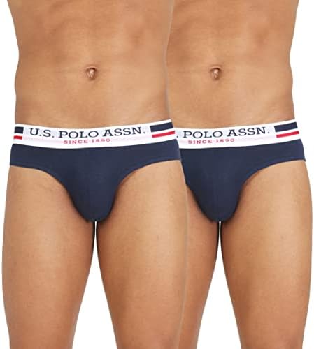 U.S. Polo ASSN. Men's I006 Elasticized Waist Pure Cotton Underwear Briefs - Pack of 2