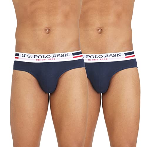 Image of U.S. Polo ASSN. Men's I006 Elasticized Waist Pure Cotton Underwear Briefs - Pack of 2