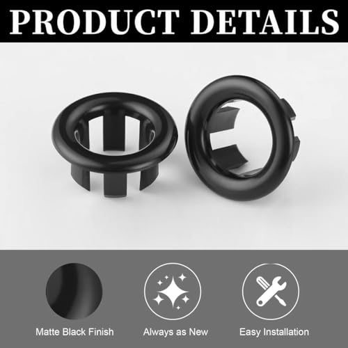 LEEQ 8pcs Waschbecken Überlauf Ring - Waschbecken Überlauf Abdeckung universal für Badezimmer Waschbecken(Schwarz)