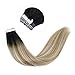 Produktbild LaaVoo Remy 100% Echthaar Tape on Extensions 20 Stück Naturlich Glatt Glue in Human Hair 55cm Ombre Extensions Echthaar Tape Balayage Schwarz zu Hellstes Braun Klavierfarbe Platinblond 50GR