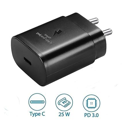 Image of Original 25W Type C Super Fast Charger Adaptor Android Phone Wall Charger for Galaxy S23 Ultra /S23 /S23 Plus /S22 /S22 Ultra /Galaxy Tabs Black(TEN57)