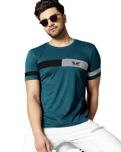 Image of Noble Monk Men Regular Fit T-Shirt | Round Neck | Half Sleeve | Self Design | Casual T Shirt for Men