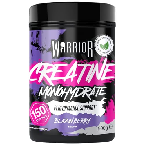 Warrior 500g – Suplemento Deportivo 100% Puro – Mejora Rendimiento y Recuperación Muscular – 5g por Ración – Alta Absorción y Máxima Pureza (Frutos rojos explosivos)