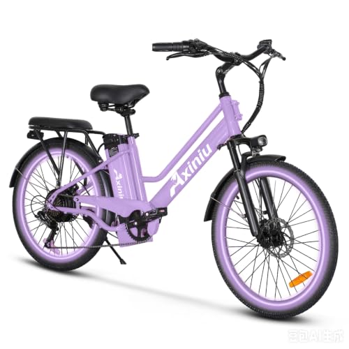 24 Inch Electric Bike for Adults, Step Through Ebike for Women, Peak 1000W Motor 22MPH, 48V 20AH Removable Battery Up to 70 Miles, 7 Speed Dual Shock Absorber, City Cruiser Commuter Bicycle
