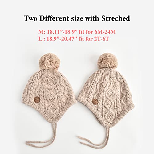 SOMALER Toddler Baby Boys Girls Winter Hat Kids Ear Flap Warm Fleece Lined Knit Beanie Fur Pom Hat4