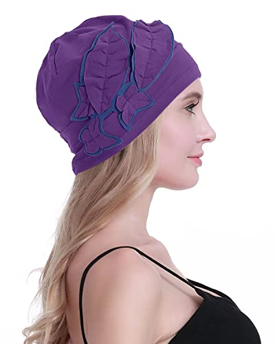 Osvyo Cotton Chemo Hat Beanie Headwear For Women-Soft Cap Cancer For Hair Loss Purple #TOP5