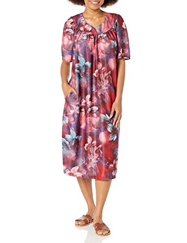 Image of AmeriMark Casual Women's Patio Muumuu House Dress Loose Comfortable Short Sleeve Sun Dress Lounger Gown Sleepwear for Ladies