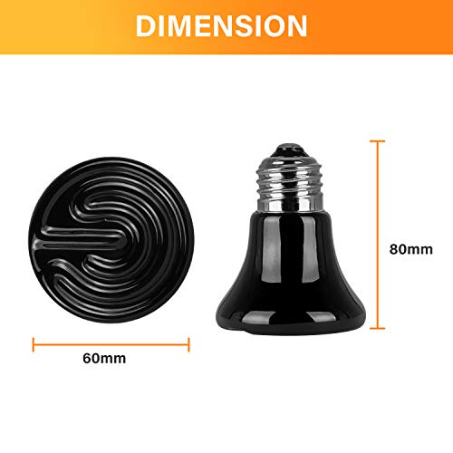 Simple Deluxe 50W 1-Pack Mini Ceramic Heat Emitter Reptile Heat Lamp Bulb No Light Emitting Brooder Coop Heater For Amphibian Pet & Incubating Chicken, Black #TOP4